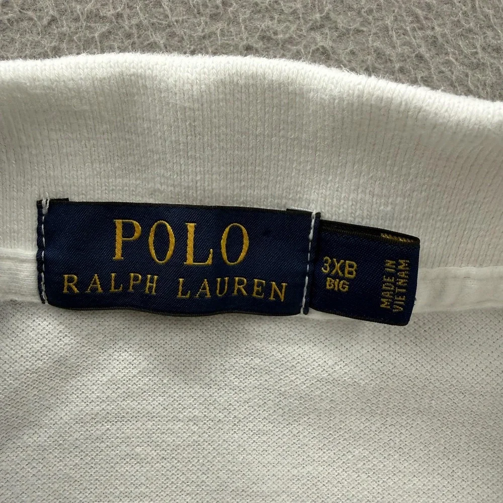 Polo‎ Ralph Lauren Polo Shirt Mens 3XB Big White Solid Cotton Pony Logo Casual